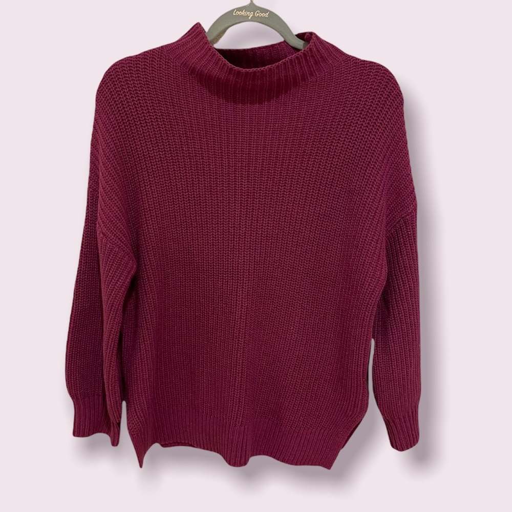 NWT Cupcakes & Cashmere Burgundy Chunky Knit Sweater SZ S